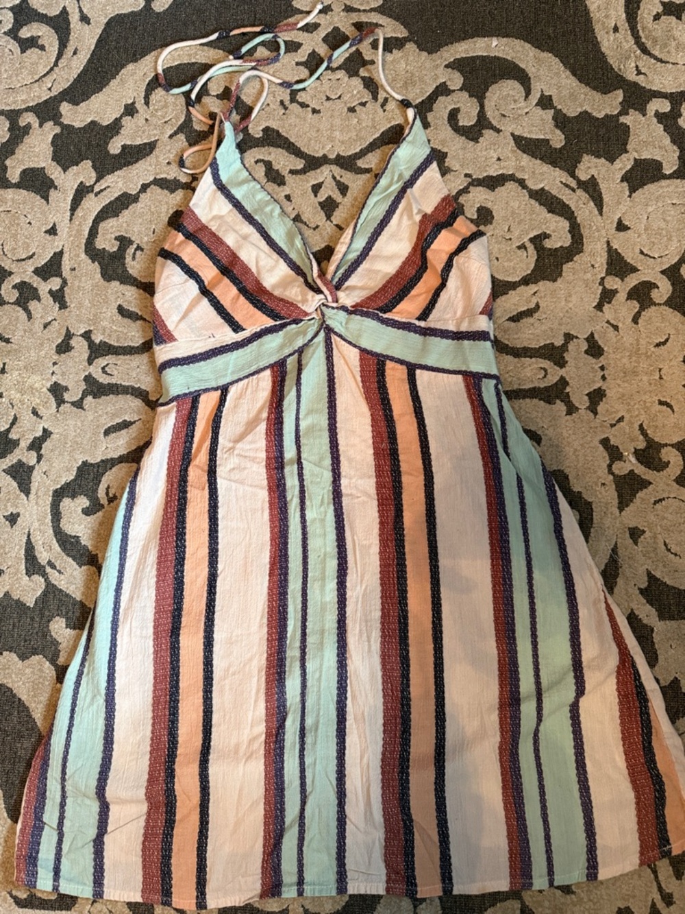 Free people Striped Tie-Front Halter Sundress in Pastel Stripes